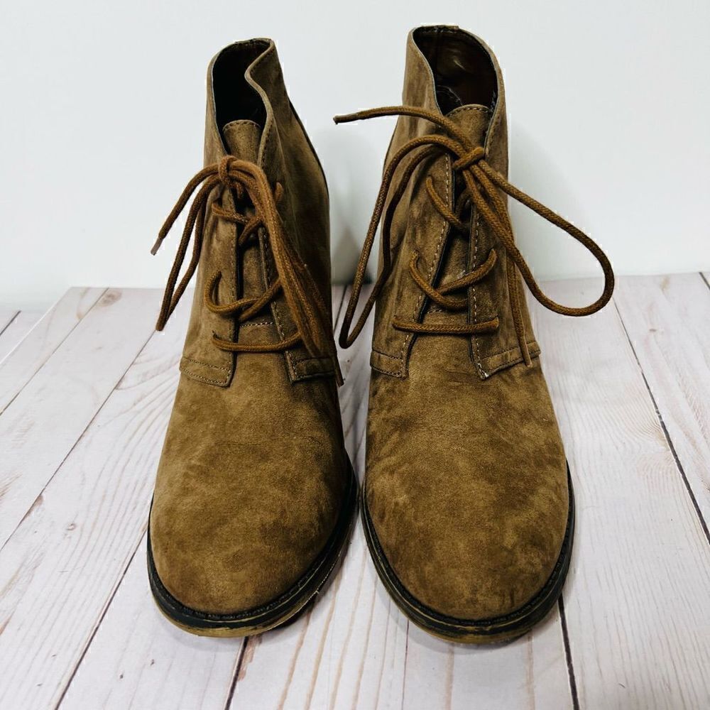 MIA Shawna Brown Heeled Ankle Boots Lace Up - Picture 4 of 10